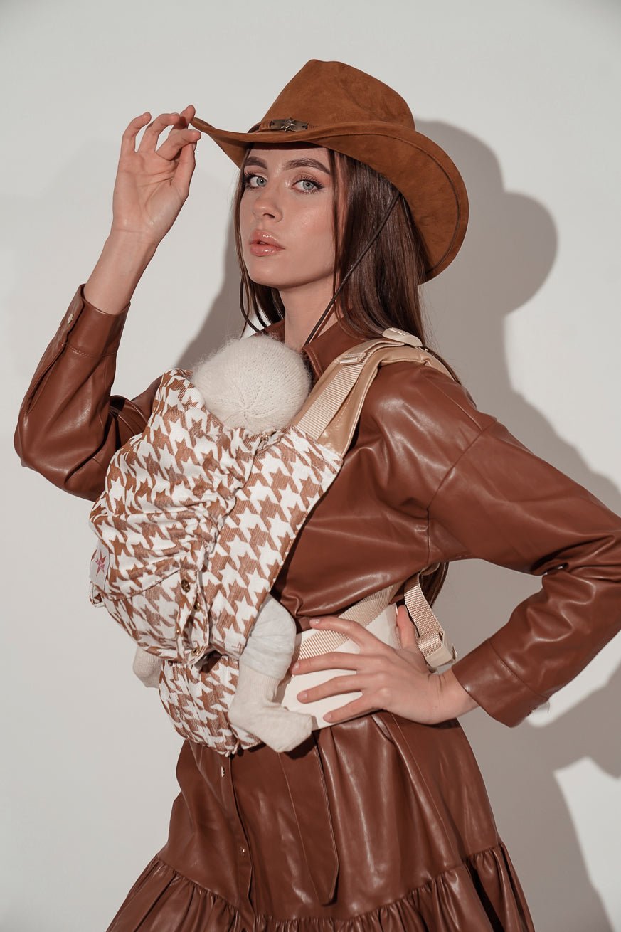 Переноска для ребенка Переверните латте макиато с узором «гусиные лапки» - KOKADI