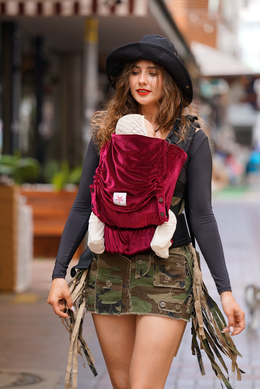 Переноска для ребенка Флип бархатистый мягкий рубиновый - KOKADI